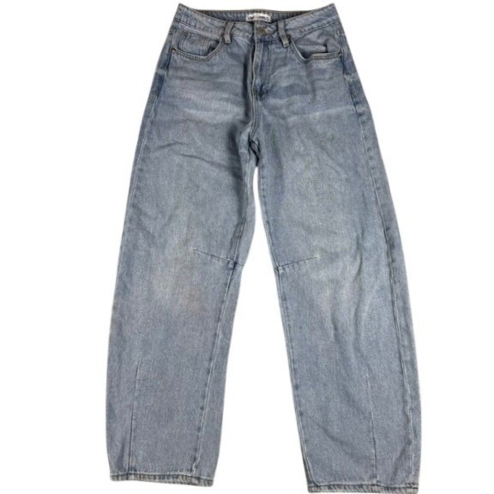 YMI Barrel Fit Jeans Womens 9/29 Light Wash Denim High Rise Curved Leg Balloon